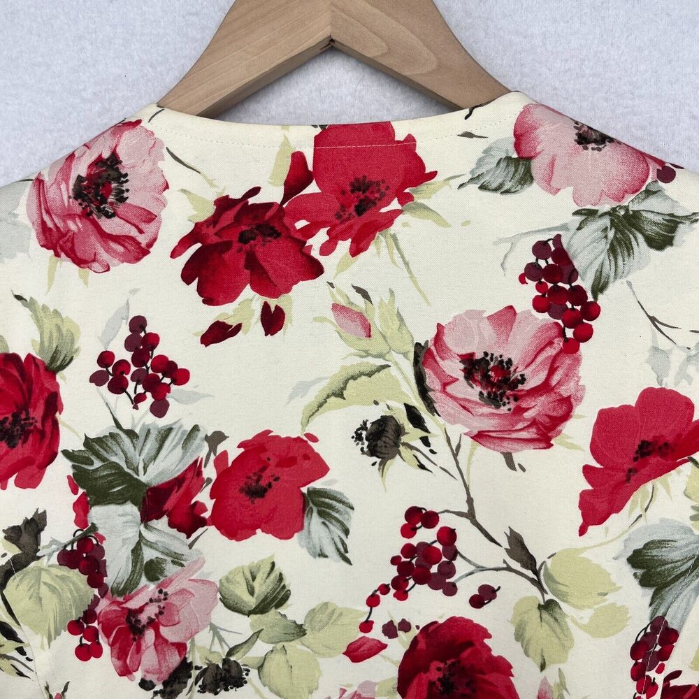 ELLEN TRACY Vest 10P Petite LINDA ALLARD Floral Button Up Waistcoat Red Vintage - Picture 4 of 12